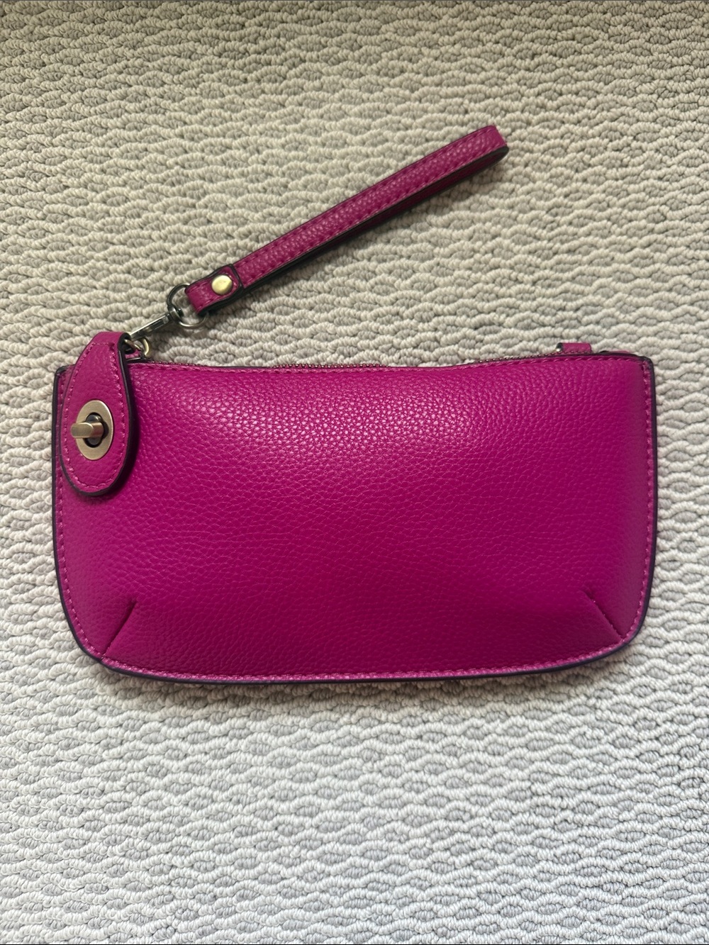 Fuchsia faux Leather Wristlet Clutch